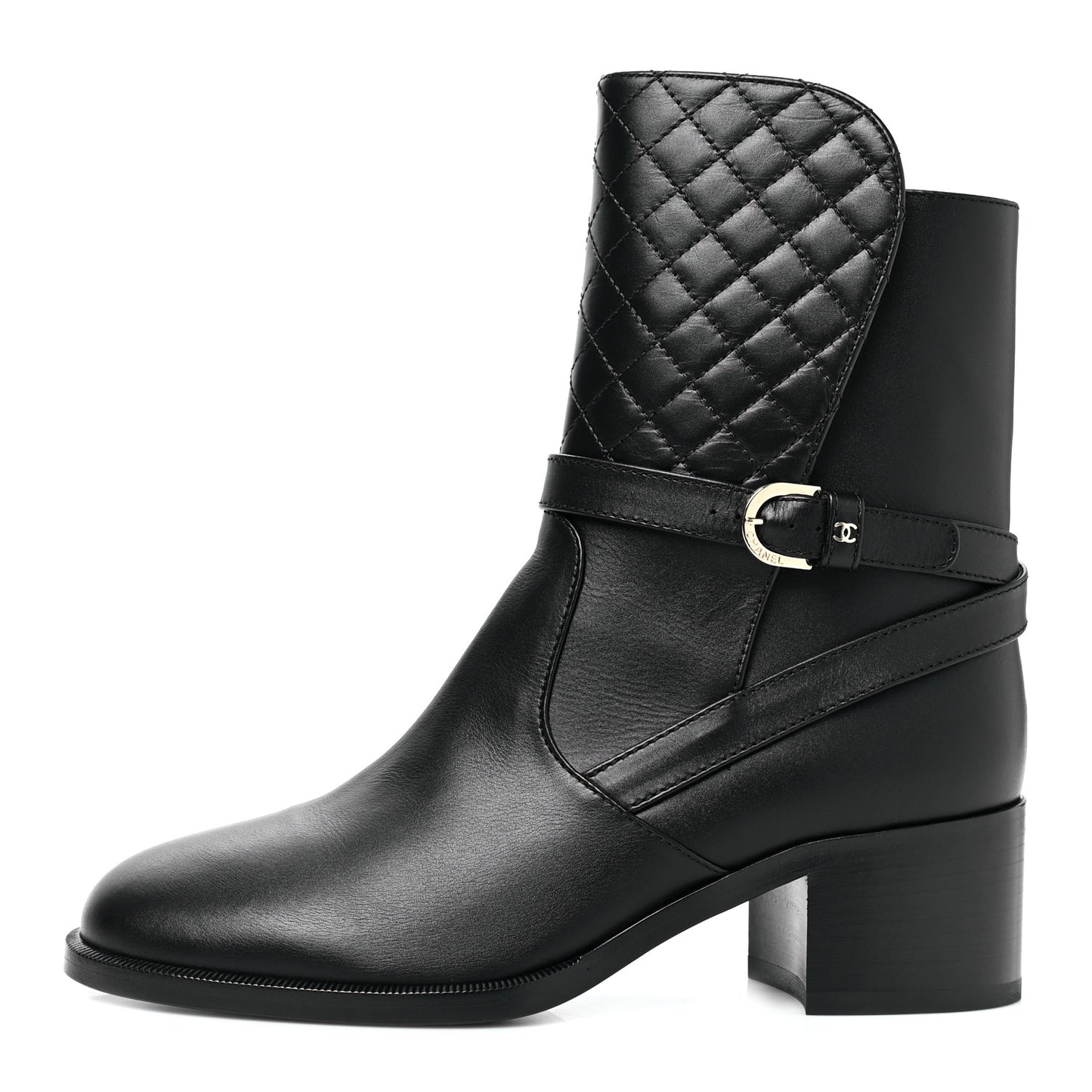 Calfskin Quilted CC Boots 39.5 Black