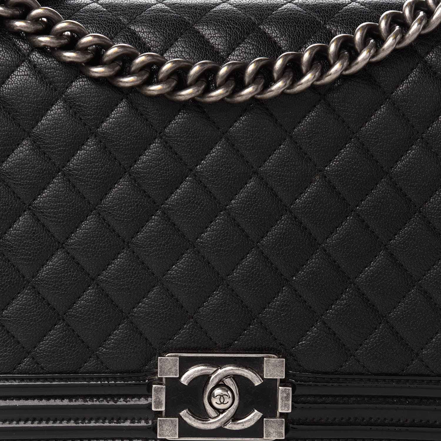 Chanel Goatskin Quilted Patent New Medium Duo Boy Flap Black 10 of 10