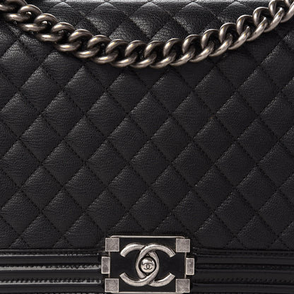 Chanel Goatskin Quilted Patent New Medium Duo Boy Flap Black 10 of 10