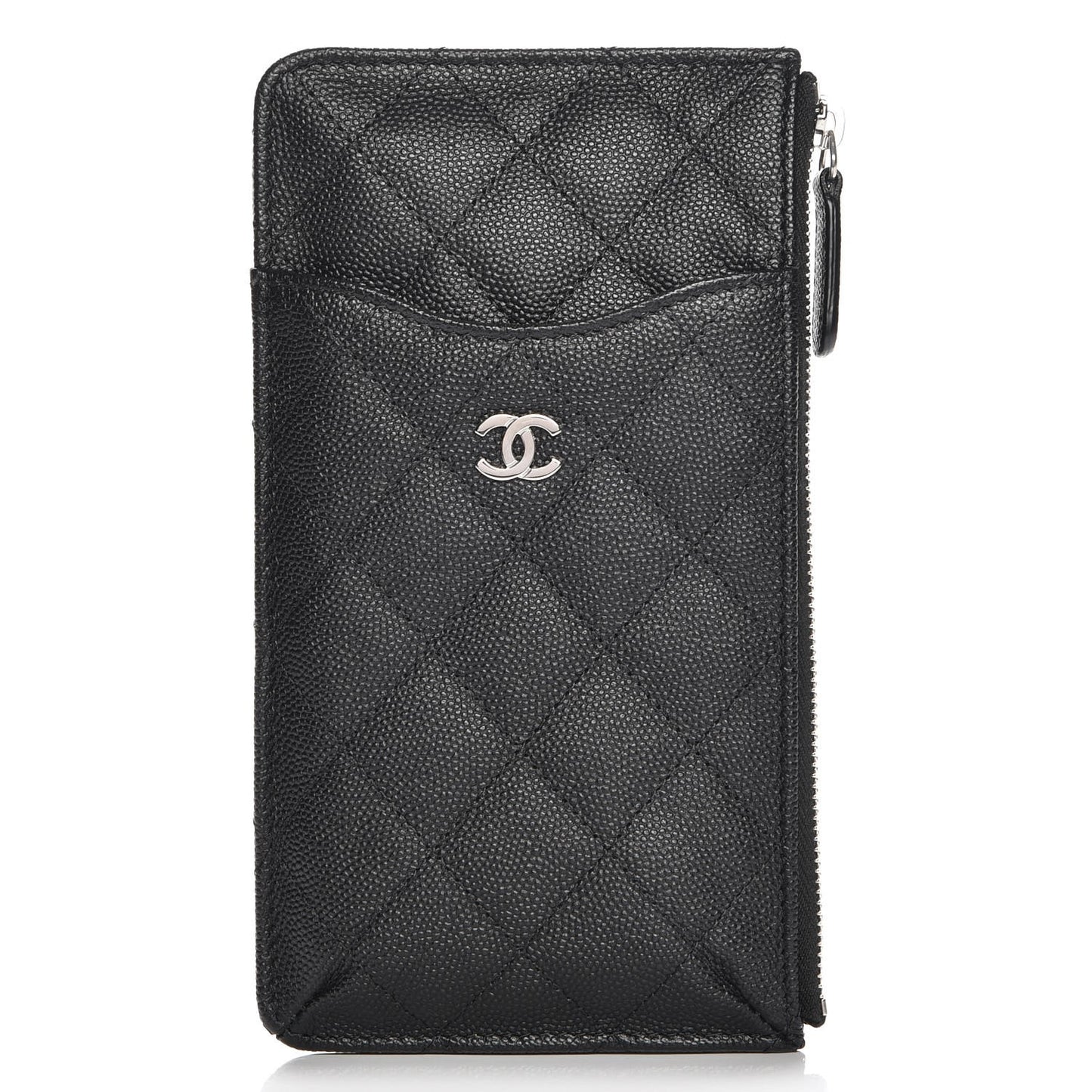 Caviar Quilted Classic Flat Wallet Pouch Black