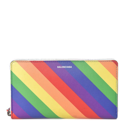 Balenciaga Smooth Calfskin Logo Rainbow Ville Continental Zip Around Wallet Multicolor 1 of 6