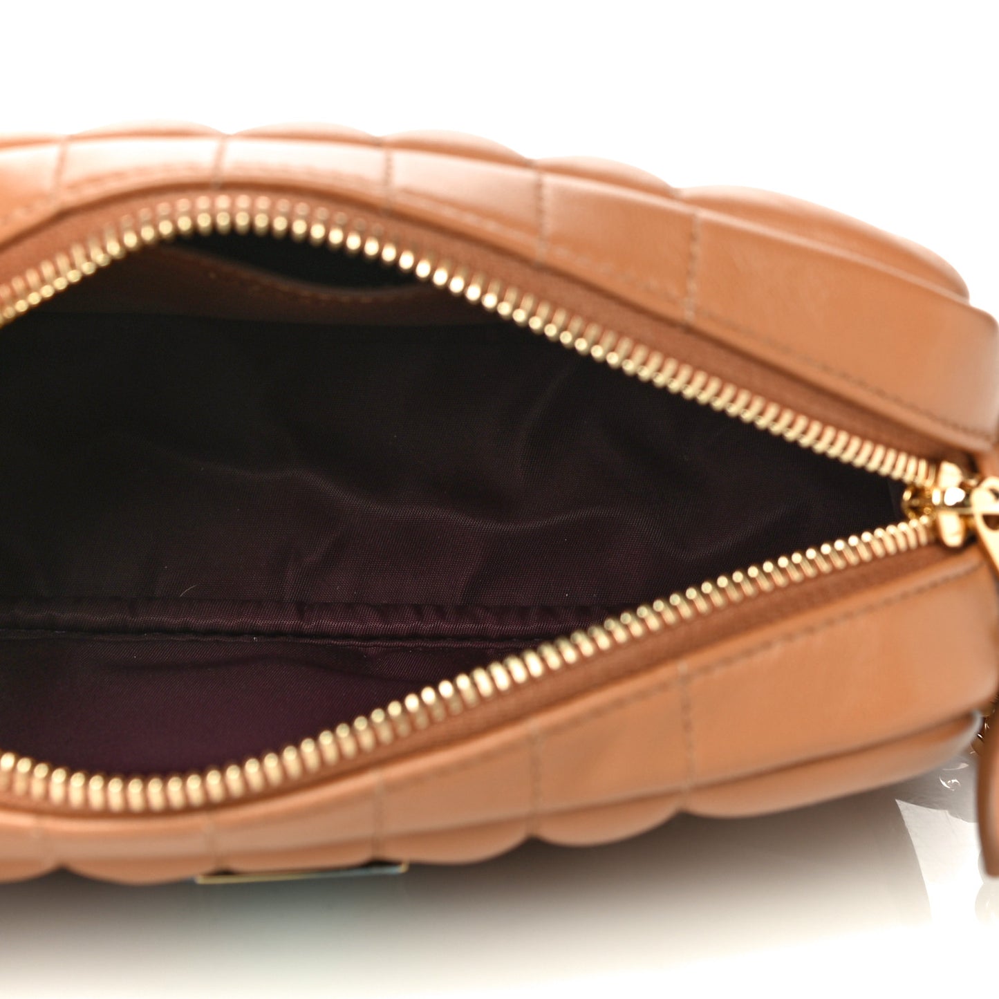 Lambskin Quilted Mini Lola Camera Bag Maple Brown