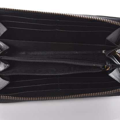 Gucci Calfskin Matelasse Pearly GG Marmont Zip Around Wallet Black 7 of 10