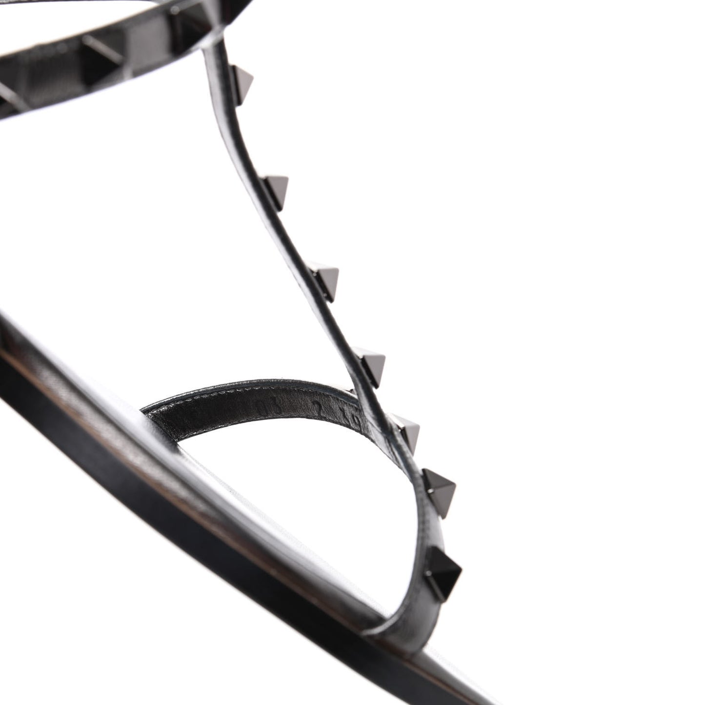 Metallic Nappa Rockstud T-Strap Slingback Flat Sandals 39 Rutenio