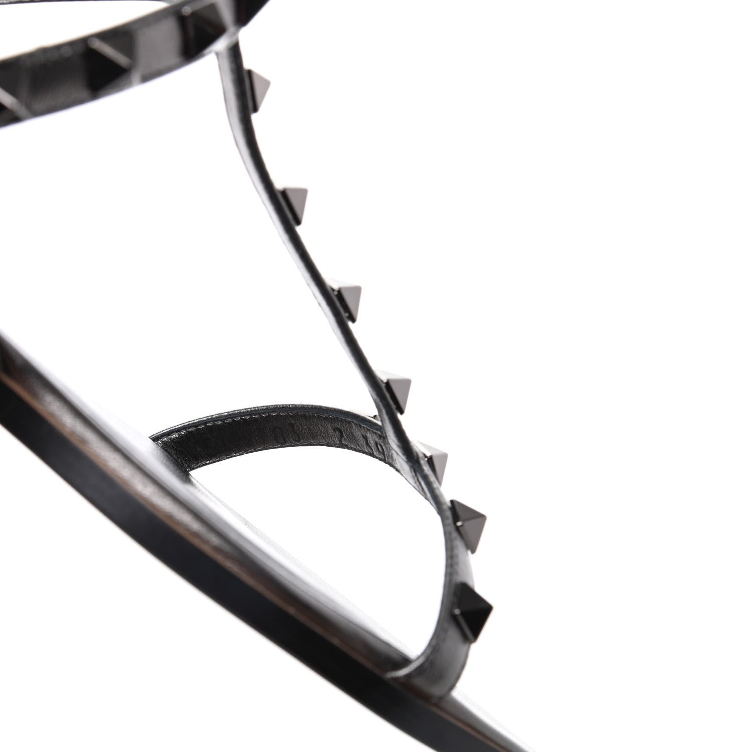 Valentino Garavani Metallic Nappa Rockstud T-Strap Slingback Flat Sandals 39 Rutenio 9 of 10