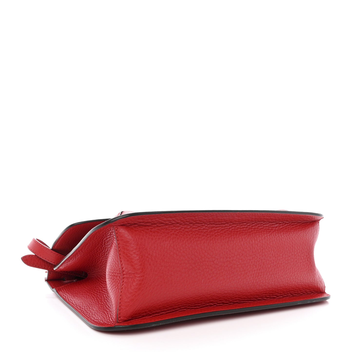 Pebbled Calfskin Medium Bamboo Daily Flap Shoulder Bag Red