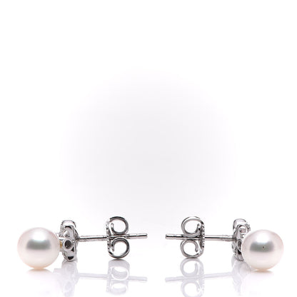 Mikimoto 18K White Gold Diamond Akoya Cultured Pearl Floral Earrings 3 of 7