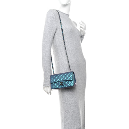 Chanel Iridescent Lambskin Quilted Mini Rectangular Flap Turquoise 2 of 10