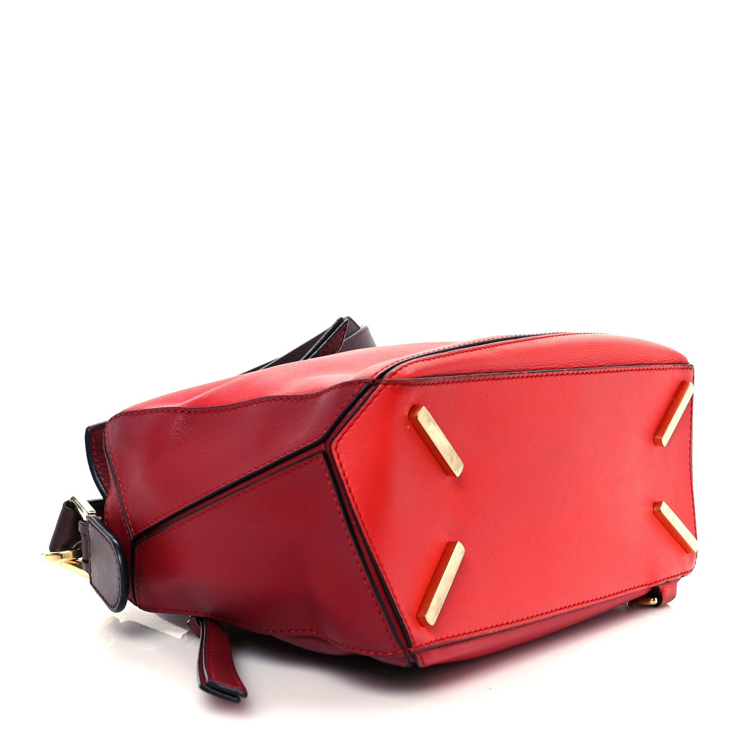 Calfskin Colorblock Small Puzzle Bag Red