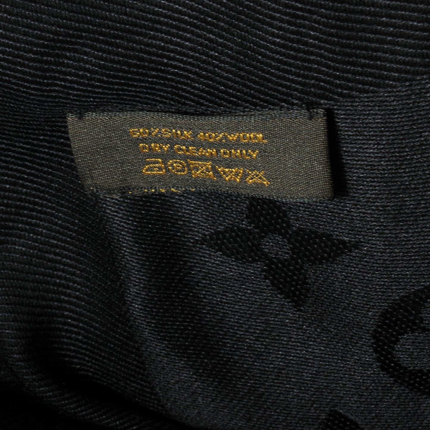 Silk Wool Monogram Shawl Black
