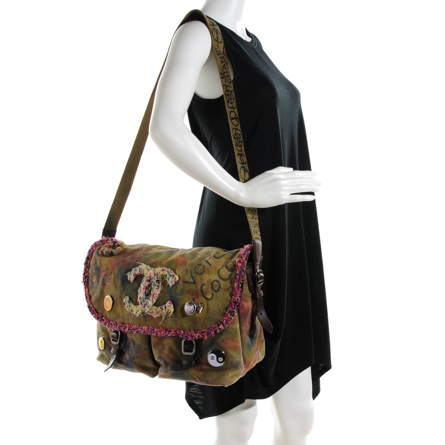 Washed Toile Large Graffiti On The Pavements Messenger Khaki Multicolor