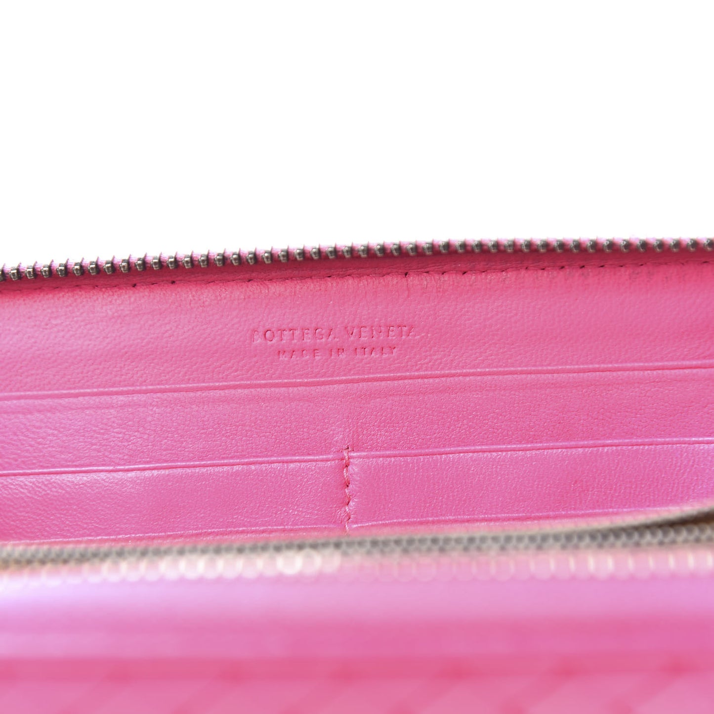 Nappa Intrecciato Zip Around Wallet Rosa Shock