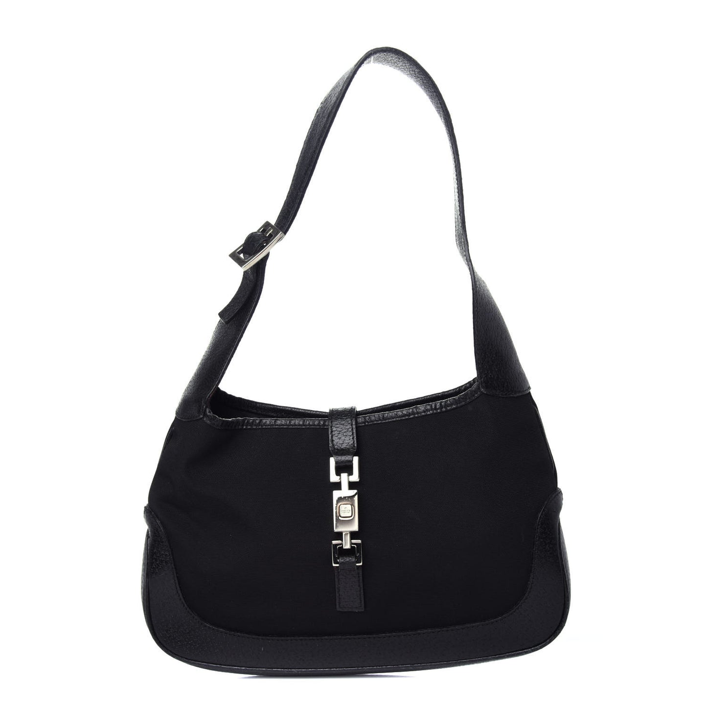 Canvas Calfskin Small Jackie O Hobo Black