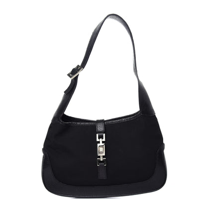 Gucci Canvas Calfskin Small Jackie O Hobo Black 1 of 10