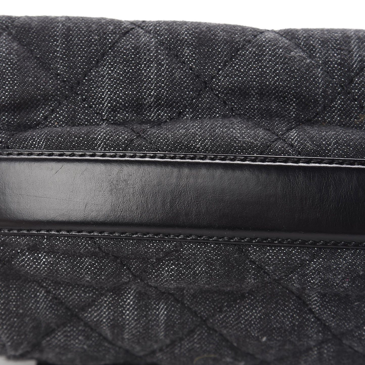 Denim Calfskin Quilted Backpack Dark Grey Black