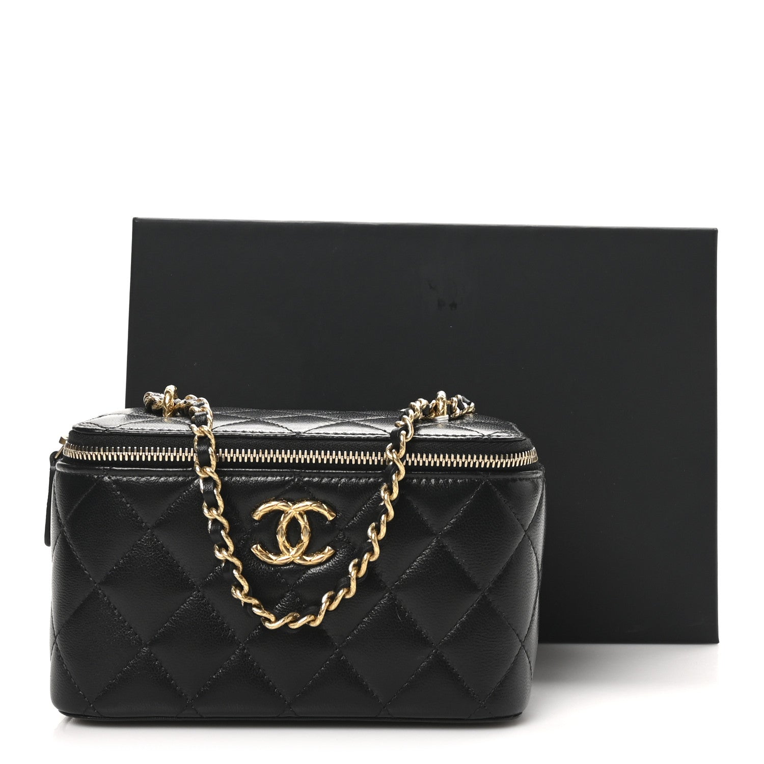 Chanel Lambskin Quilted Small CC Dynasty Vanity Case With Chain Black 12 of 12
