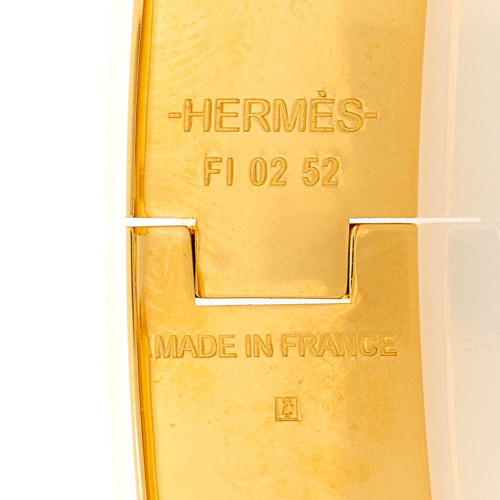 Hermes Enamel Printed Narrow Leopards Clic Clac H Bracelet PM Jaune Or White 4 of 5
