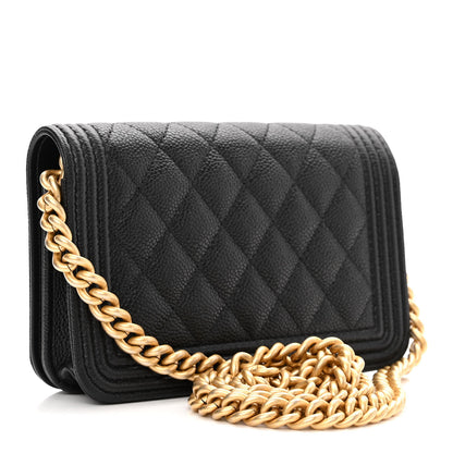 Chanel Caviar Quilted Boy Clutch With Chain Black 3 of 13