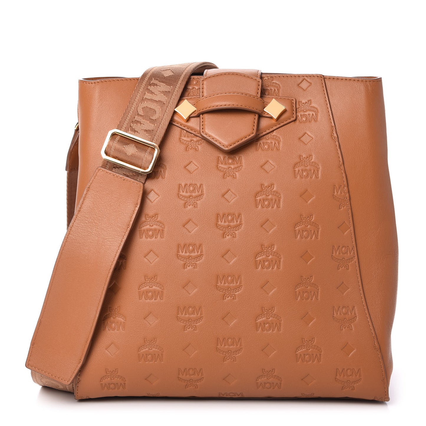 Calfskin Ottomar Monogram Essential Bucket Bag Cognac