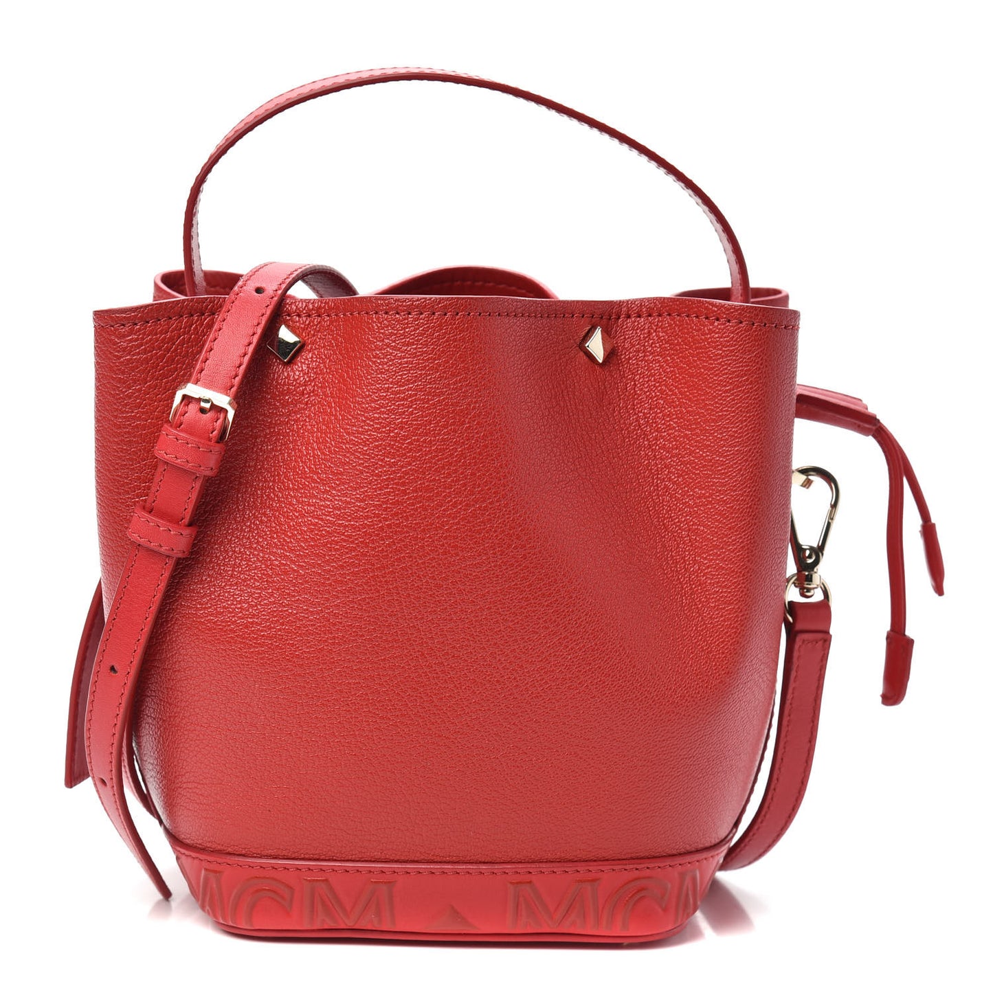 Goatskin Patent Milano Mini Drawstring Bag Ruby Red