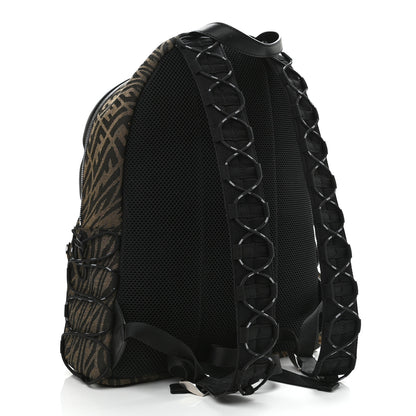 Fendi X SARAH COLEMAN Fabric Jacquard Vitello Grace Light Woven Lanyard FF Vertigo Pouch Pocket Backpack Tobacco Moro Black 3 of 10