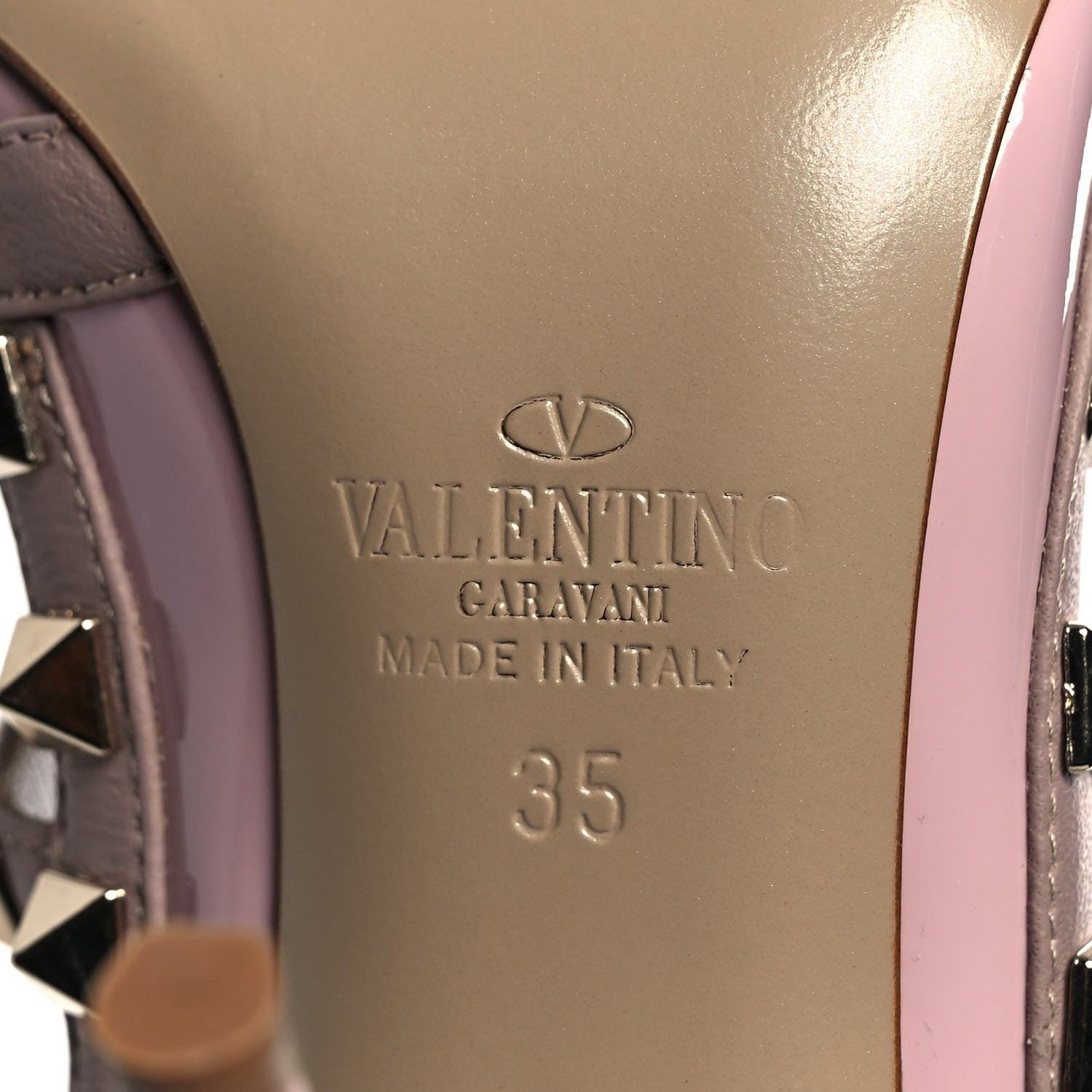 Valentino Garavani Patent Nappa Rockstud Ankle Strap 100mm Pumps 35 Water Rose Poudre 6 of 9