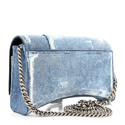 Balenciaga Nappa Denim Printed Hourglass Chain Bag Denim Blue 3 of 9
