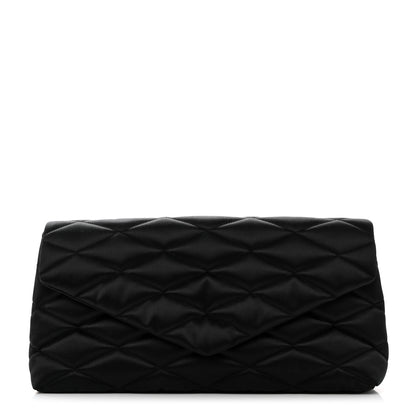 Saint Laurent Satin Quilted Sade Puffer Envelope Clutch Black 1 of 9