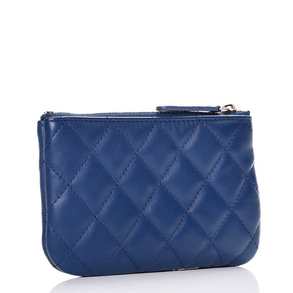 Chanel Lambskin Quilted Small Cosmetic Case Blue 3 of 8