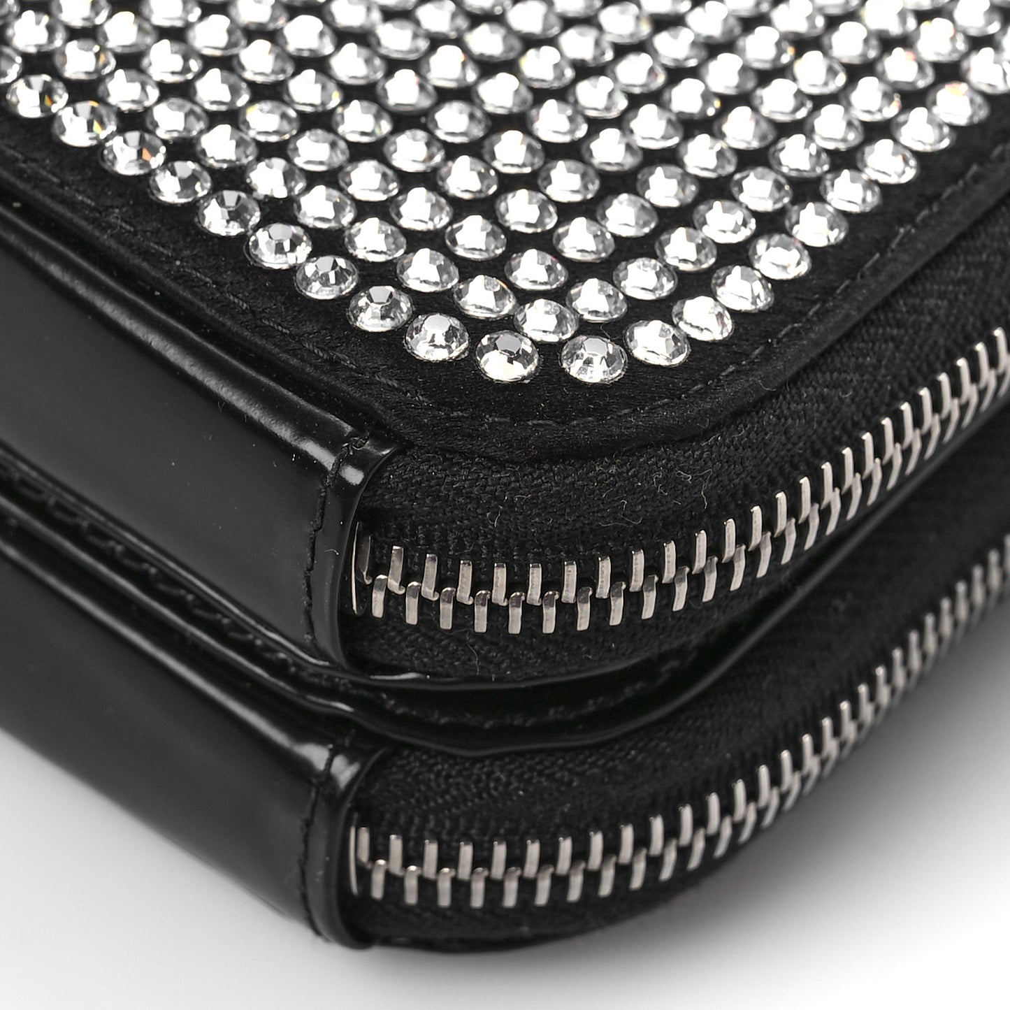 Satin Crystal Mini Triangle Crossbody Pouch Cristal