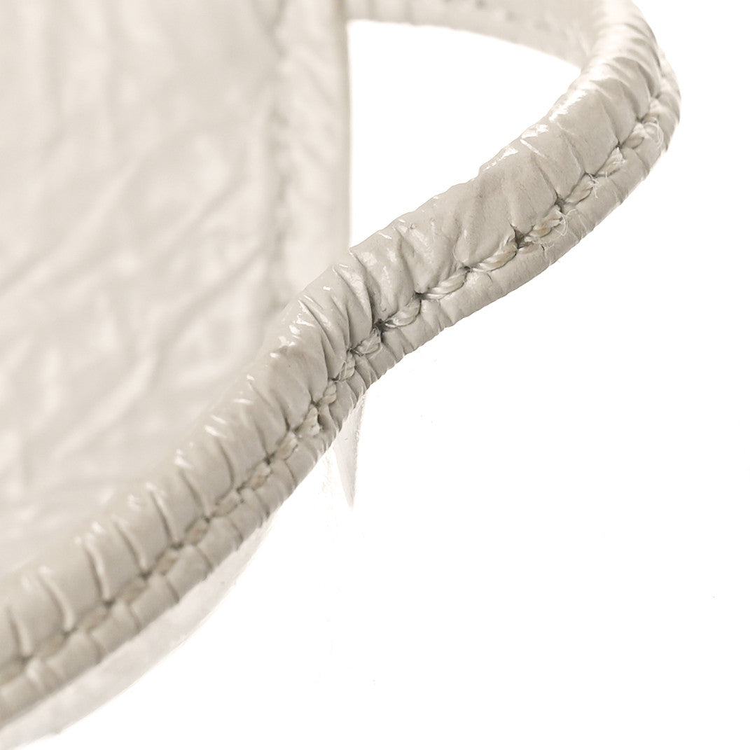 Crumpled Calfskin PVC Quilted Backpack White