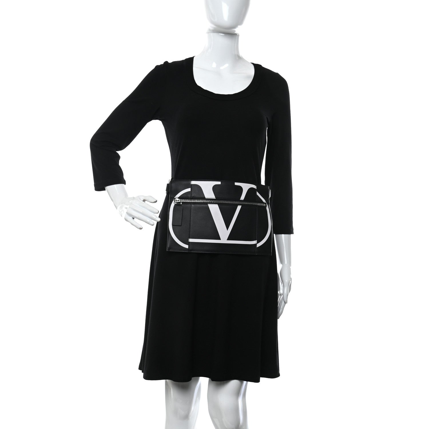 Valentino Garavani Calfskin Logo Belt Bag Black White 2 of 10