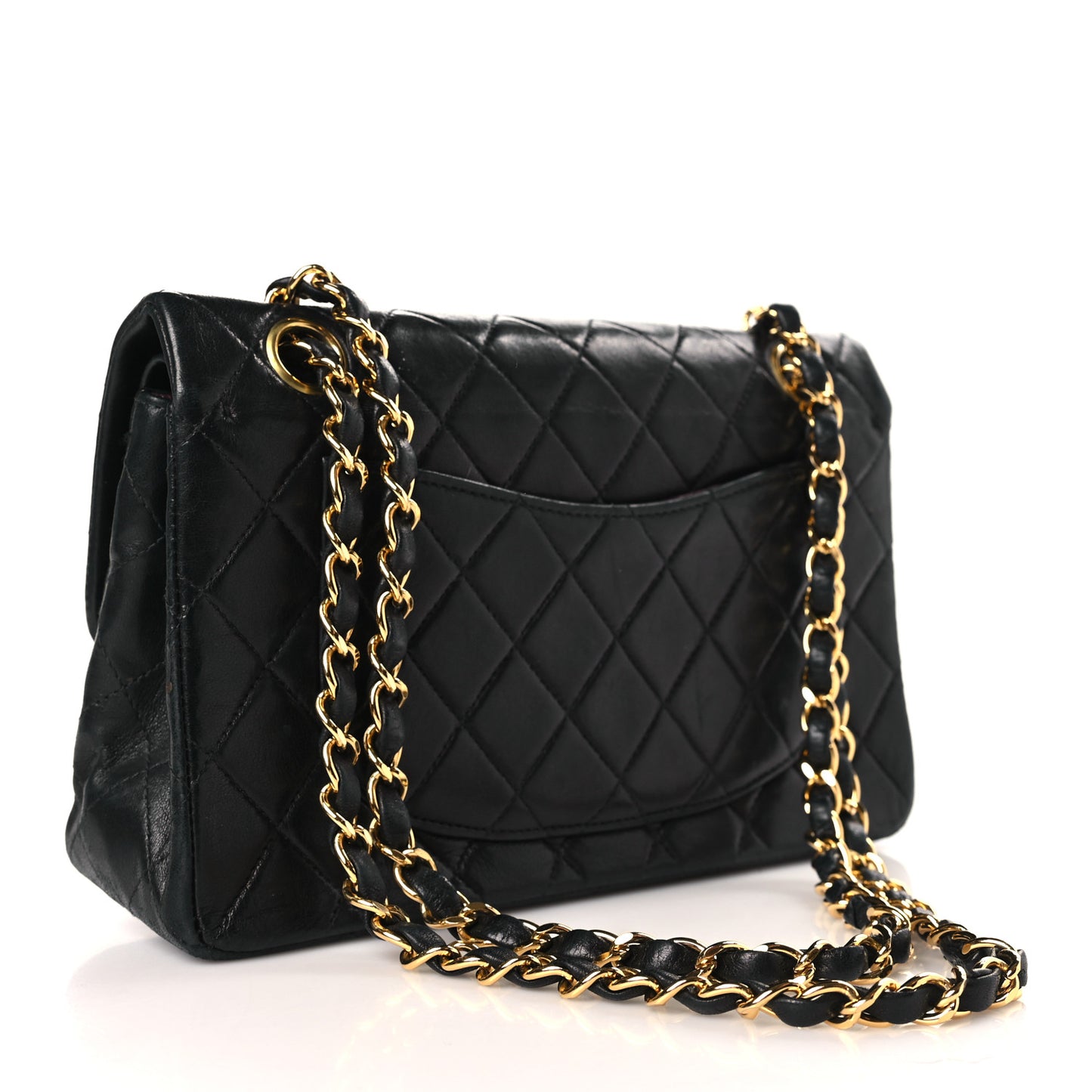 Lambskin Quilted Small Double Flap Black