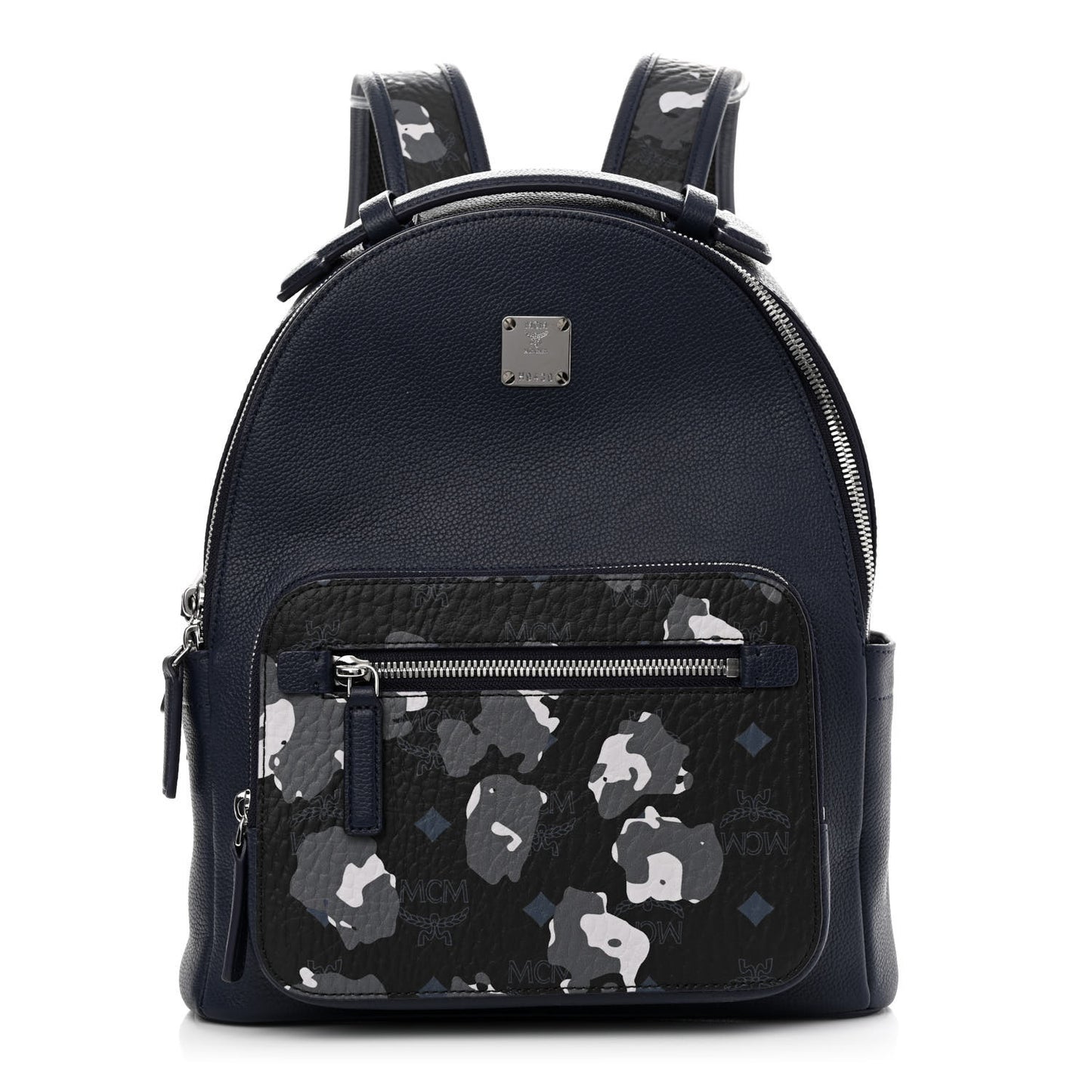 Calfskin Visetos Floral Leopard Klassik Small Stark Backpack Blue Black