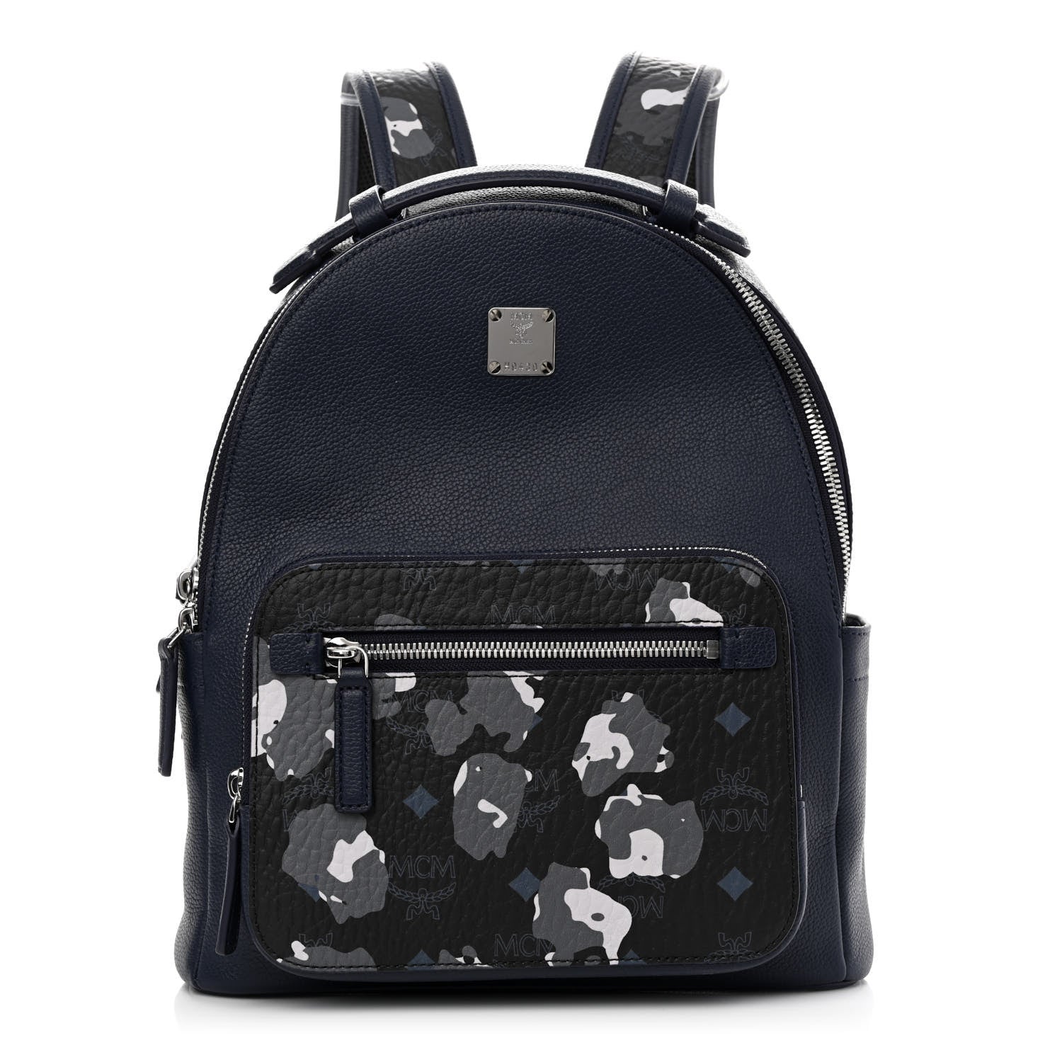 MCM Calfskin Visetos Floral Leopard Klassik Small Stark Backpack Blue Black 1 of 12