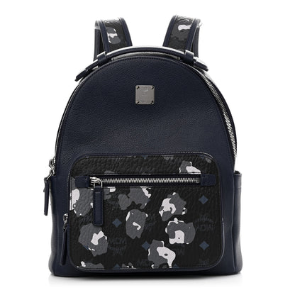 MCM Calfskin Visetos Floral Leopard Klassik Small Stark Backpack Blue Black 1 of 12