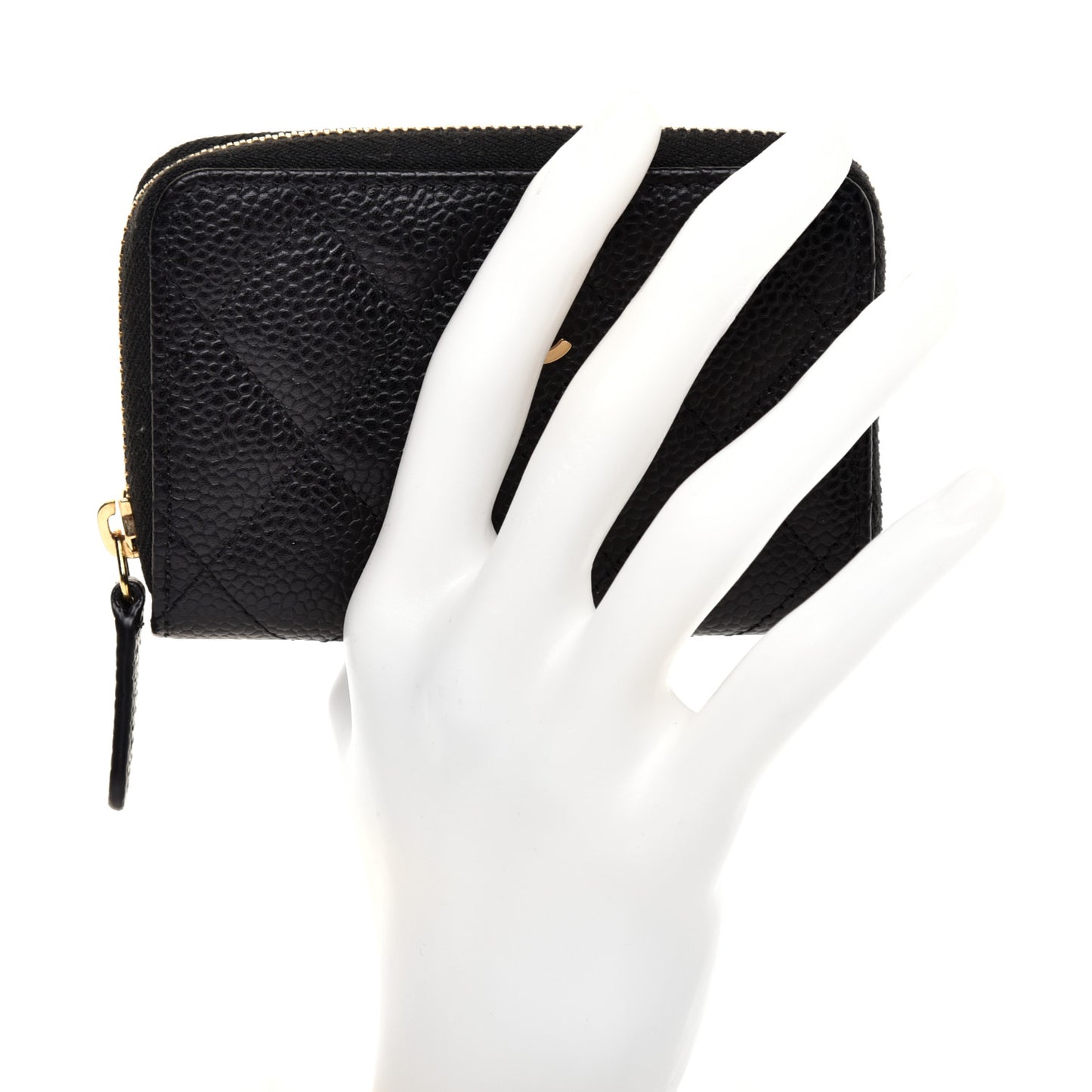 Caviar Quilted Zip Coin Purse Black