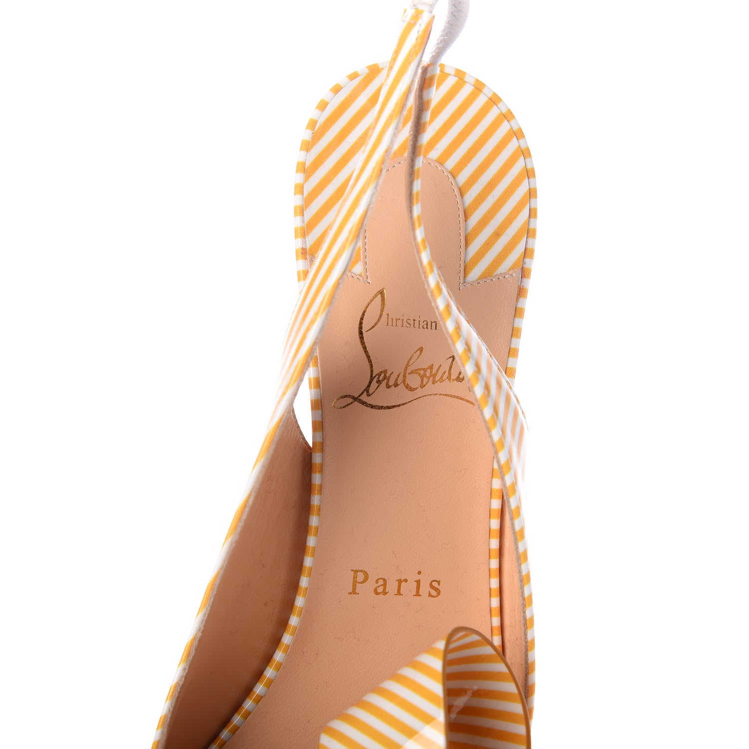 Christian Louboutin Patent Stripes Clare Nodo 80 Pumps 40 Banana White 7 of 8