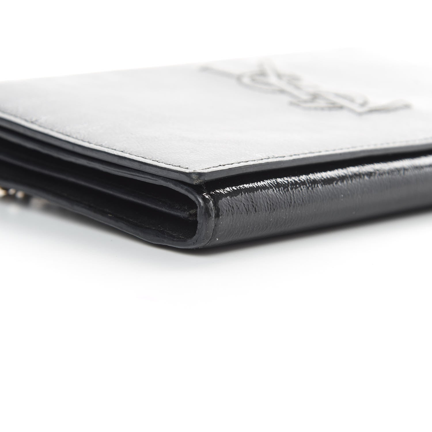 Saint Laurent Textured Patent Belle de Jour Chain Clutch Black 9 of 16