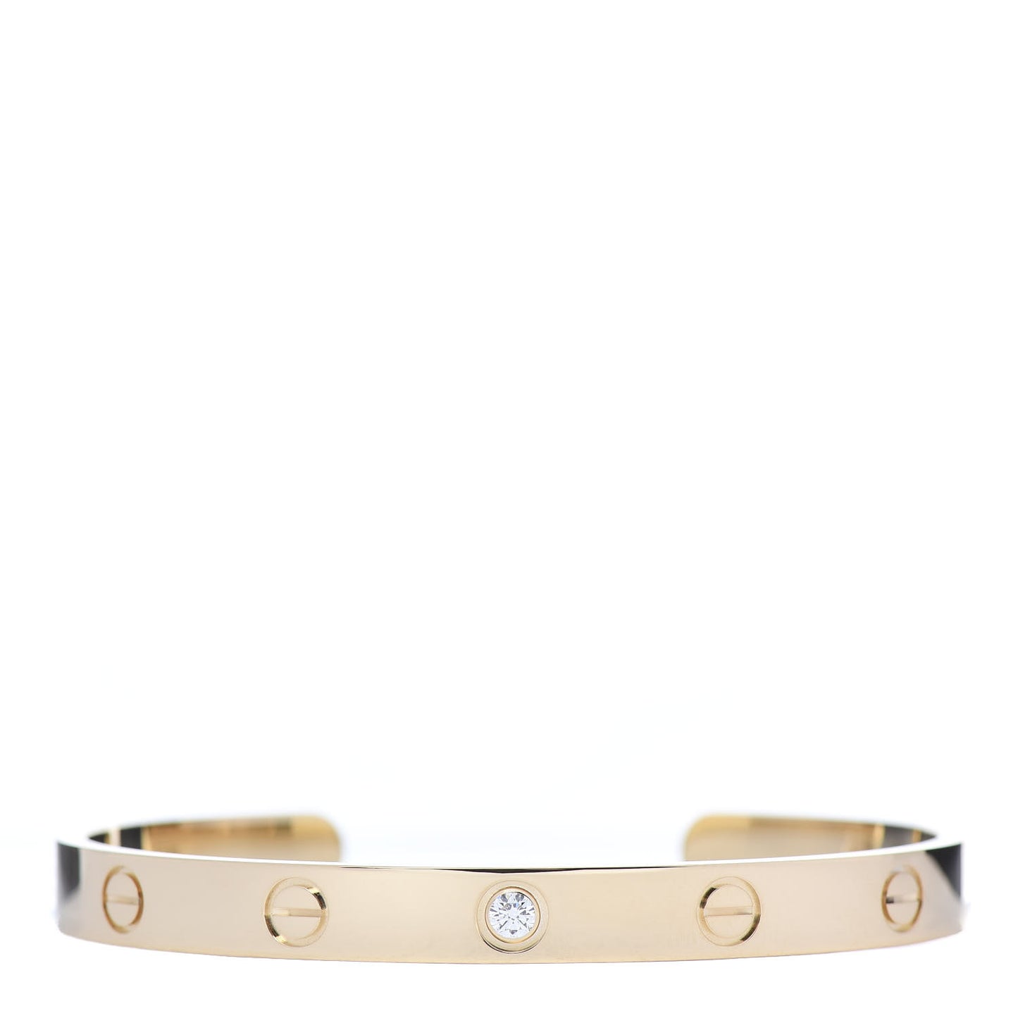 18K Yellow Gold 1 Diamond LOVE Cuff Bracelet 17