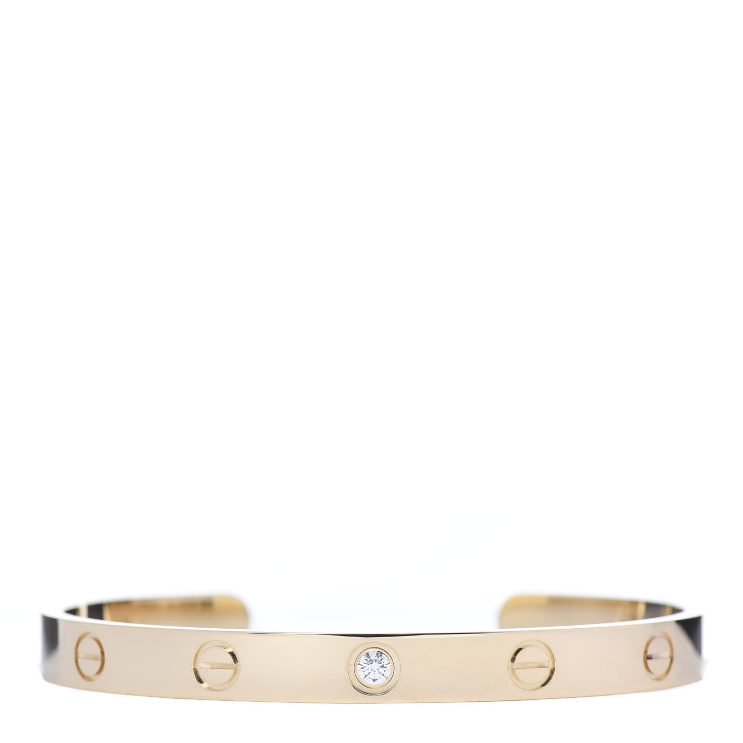 Cartier 18K Yellow Gold 1 Diamond LOVE Cuff Bracelet 17 1 of 5