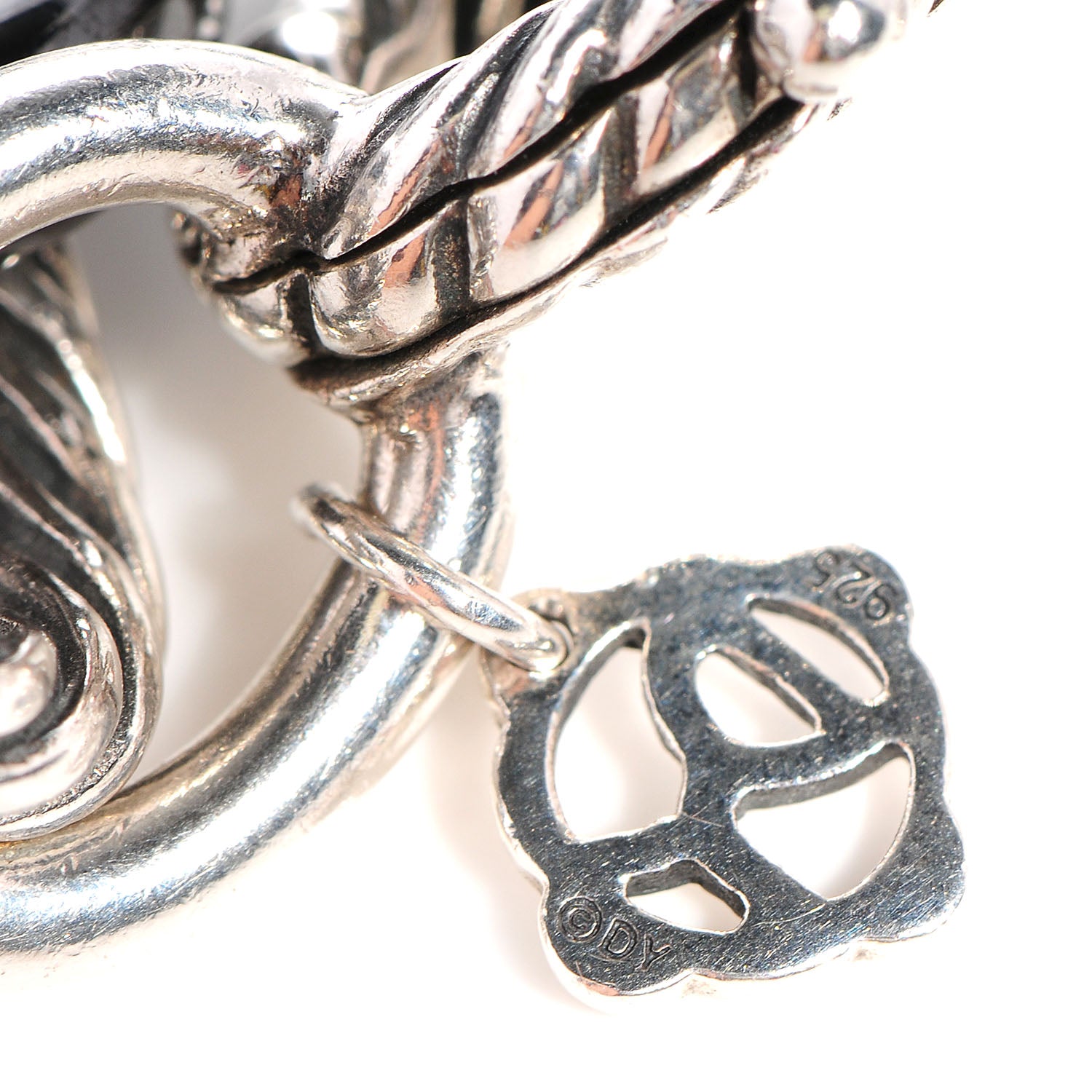 David Yurman Sterling Silver Ceramic 13mm Large Oval Link Bracelet Black 5 of 7