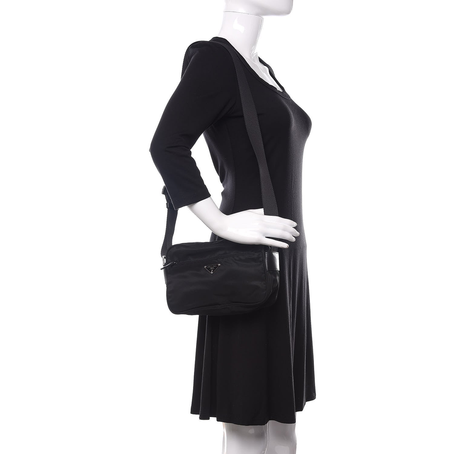Prada Tessuto Nylon Crossbody Bag Black 2 of 10