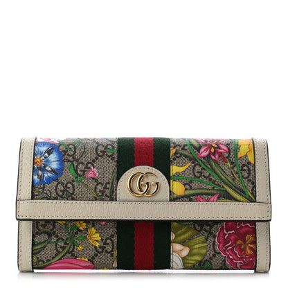 Gucci GG Supreme Monogram Flora Web Ophidia Continental Wallet White 1 of 6