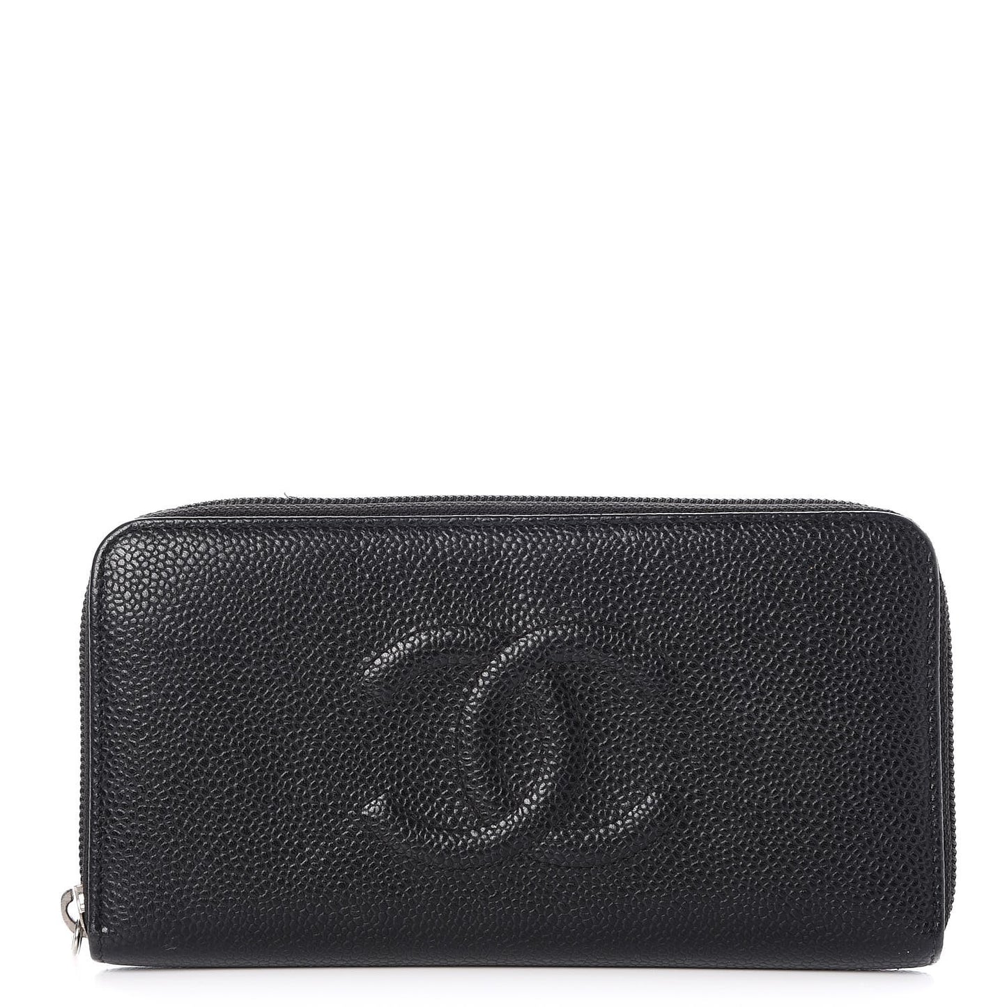 Caviar Large Timeless CC Zip Around Wallet Black