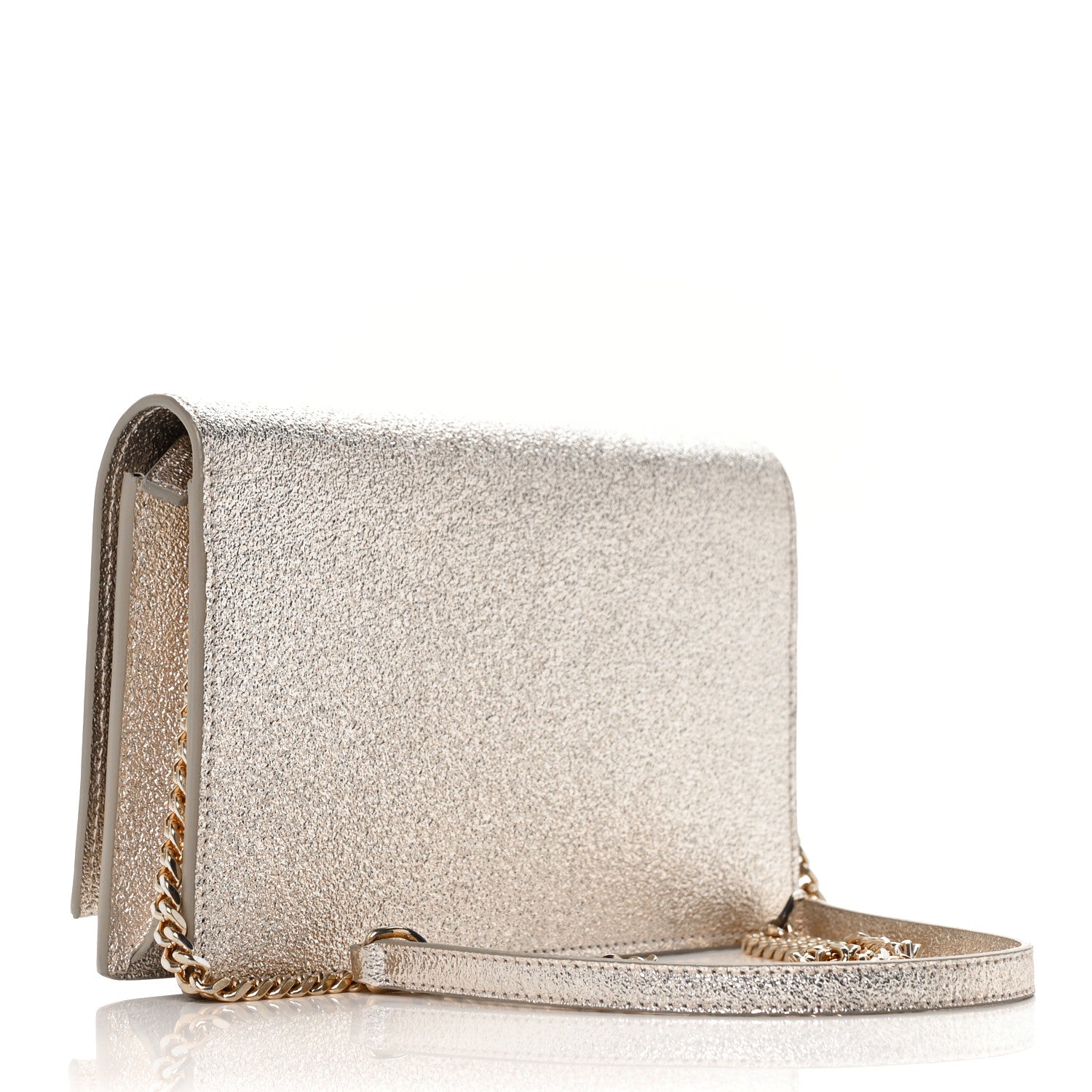 Saint Laurent Metallic Calfskin Kate Monogram Tassel Chain Wallet Gold 3 of 8
