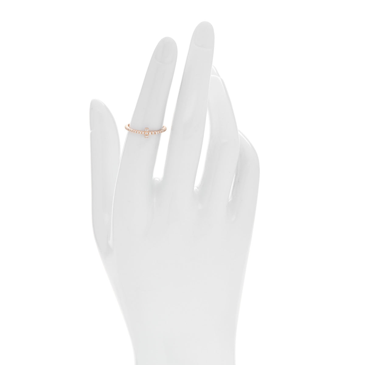 18K Rose Gold Diamond T Wire Pave Ring 50 5.5