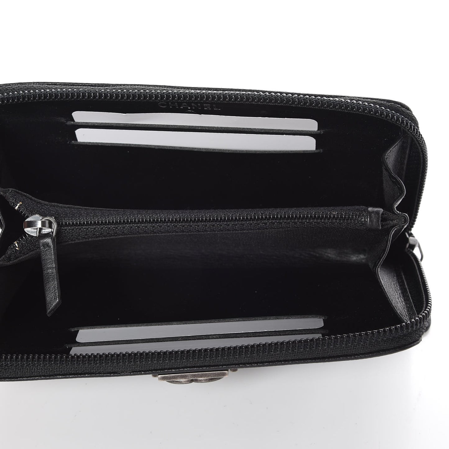 Caviar Quilted Small Boy Zip Around Wallet Black