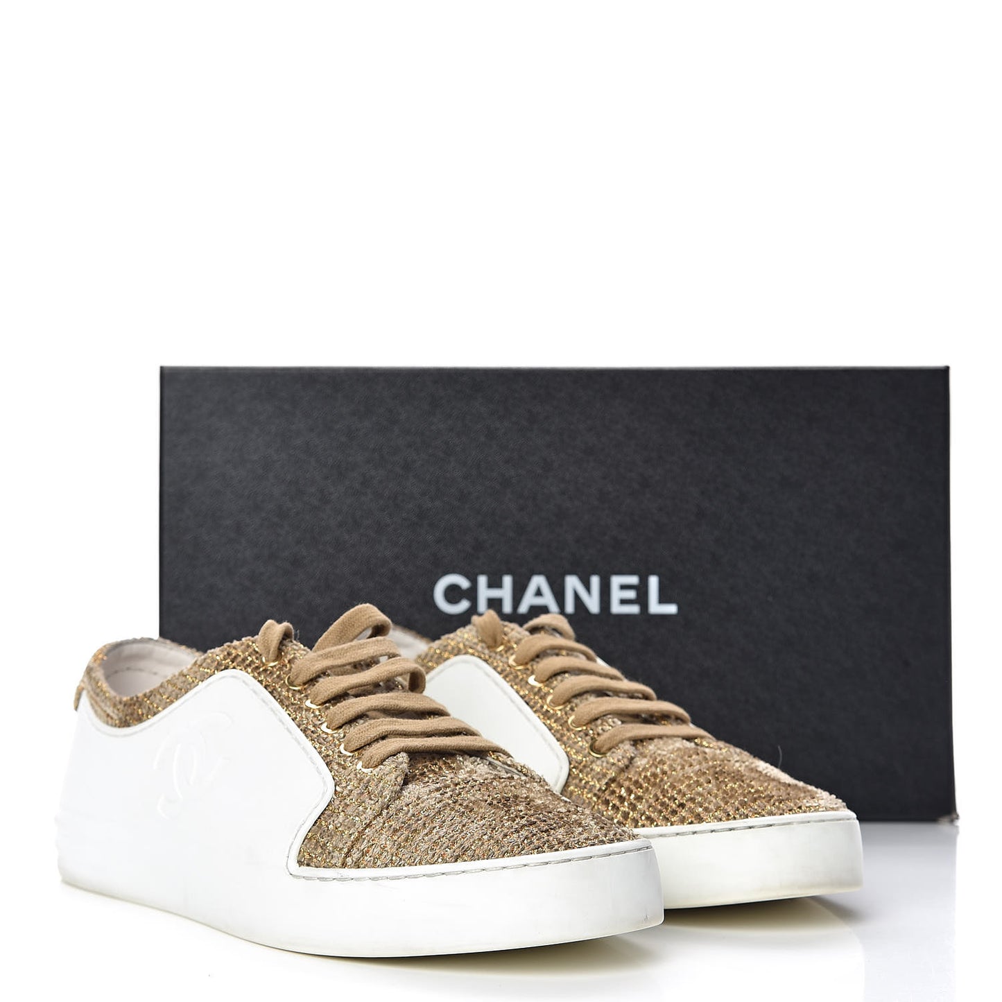 Fantasy Tweed Sneakers 39.5 Beige Gold
