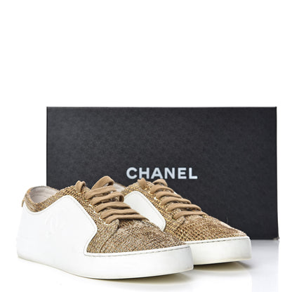 Chanel Fantasy Tweed Sneakers 39.5 Beige Gold 16 of 16